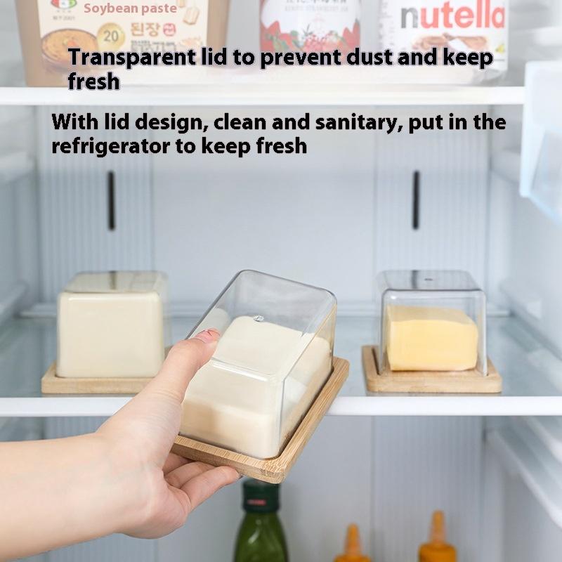 

Бамбуковая тарелка для масла с прозрачной акриловой крышкой, кухонный контейнер для хранения масла, коробка, масленка белый