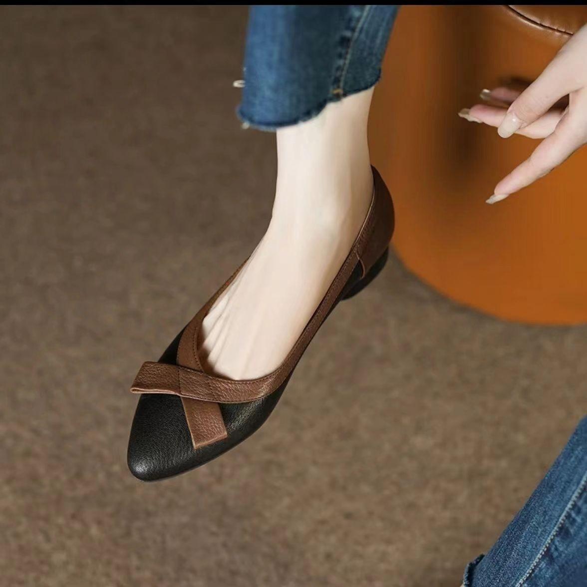 

Женские повседневные туфли на низком каблуке, с заостренным закрытым носком, на толстом блочном каблуке, нарядные туфли-лодочки, удобные туфли для офиса, женские балетки 40