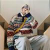 Herr Retro Etnisk Färgblock Krage Tröja - Vintage Lös Stickad för Par (Höst/Vinter)