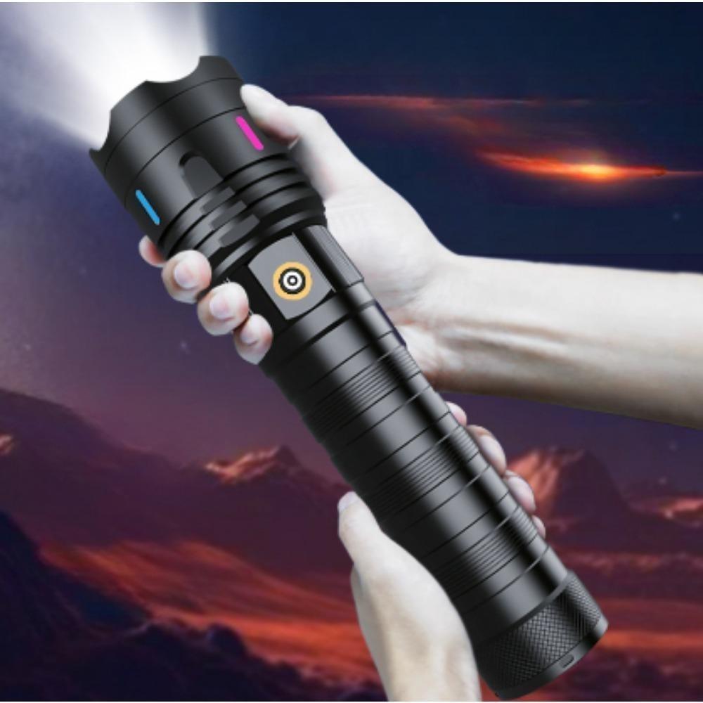 5000MAH Powerful LED Flashlight Built-in Battery Torch Emergency Spotlight 5km Hunting Tactical Flashlight Use 30hours