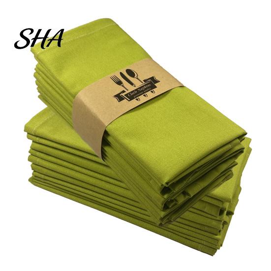 Farmhouse Style Napkins Rustic Linen Napkin, 16 Inch Cloth Solid Color Stitched Machine Washable Napkin for Dining Table Wedding Bridal Shower