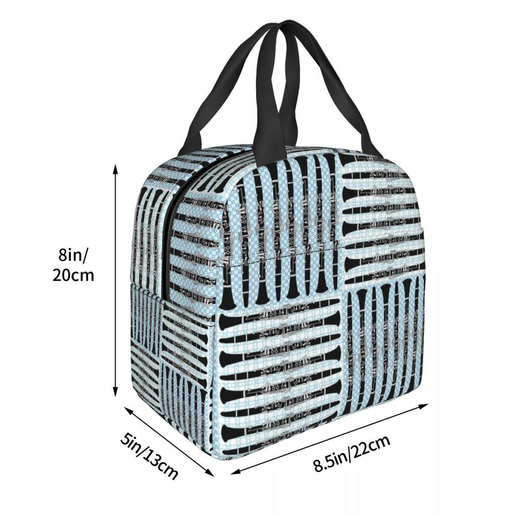 Clarinet Crosshatch Pattern Insulated Lunch Bag for Women Office Cooler Thermal Food Box Tote Portable Lunch Boxes Container