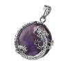 18kgp Sinosaurus Dragon Twine Natürlicher Amethyst Kristallkugel Charms Anhänger für Halskette Coole Frauen Männer Schmuck