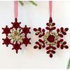 New Red Xmas Tree Ornament Bowknot Flower Wreath Xmas Tree Charm Flocked Hanging Christmas Tree Pendant Christmas