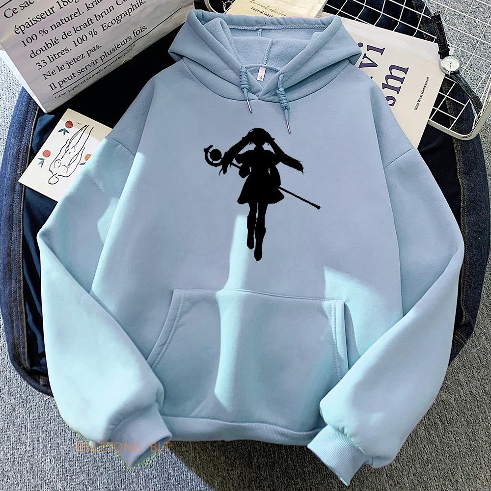 Sousou No Frieren Manga Herren Kapuzenpullover Jungen Harajuku Mädchen Hip Hop Pullover Ausgefallenes Musikgeschenk Lässiger Lockerer Bequemer Pullover