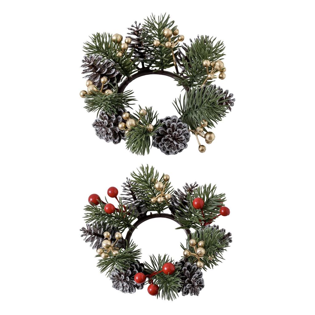 Christmas Candle Ring Wreath Decorative for Bar Table Centerpieces Christmas