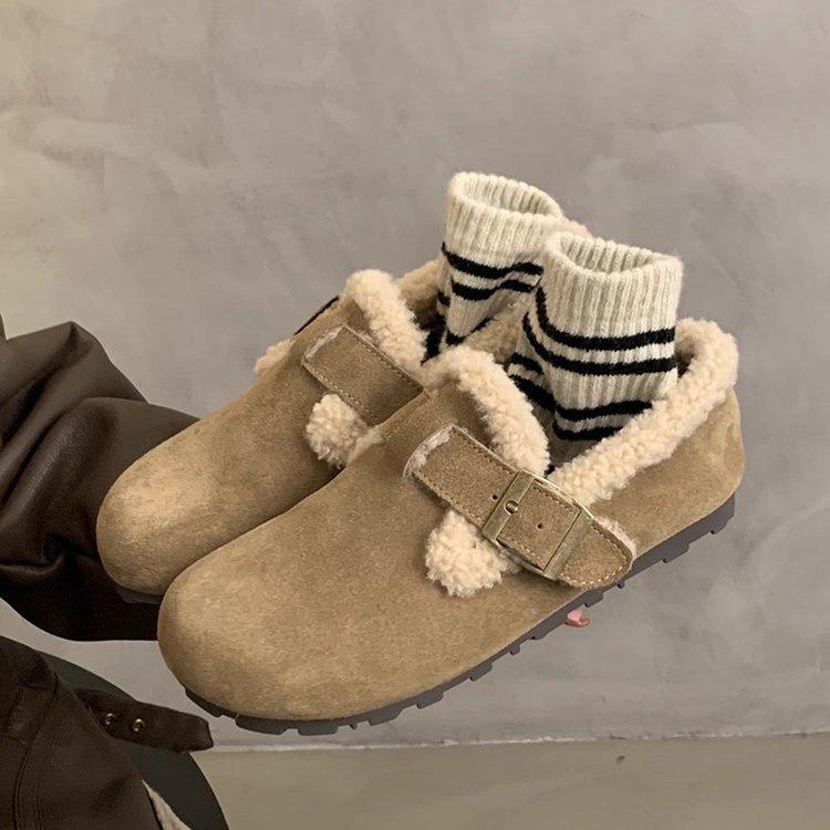 Bequeme Birkenstock Schuhe mit weicher Sohle Neue Winter Plüsch Warme Woll Baumwoll Schuhe Doudou Schuhe