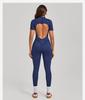 Women's Short-Sleeve Half-Zip Tummy-Control Yoga Jumpsuit