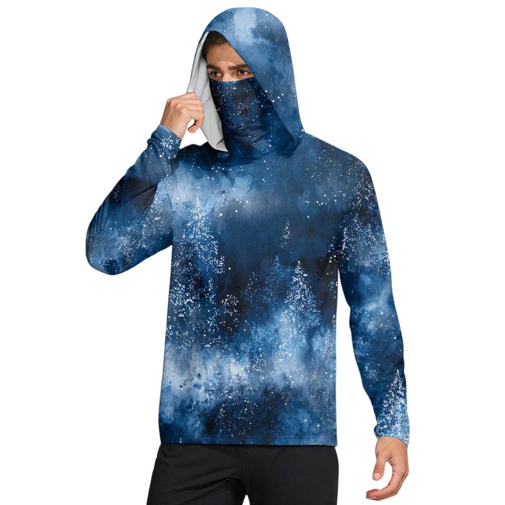 Men's Shirt With Mask Lightweight Long Sleeve Hooded Hiking Fishing Performance