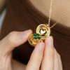 Fashionable retro style clover heart frog opening and closing circular women's necklace trend