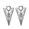 Women's Fashion Titanium Steel Hollow Cross Long Inverted Triangle Earrings