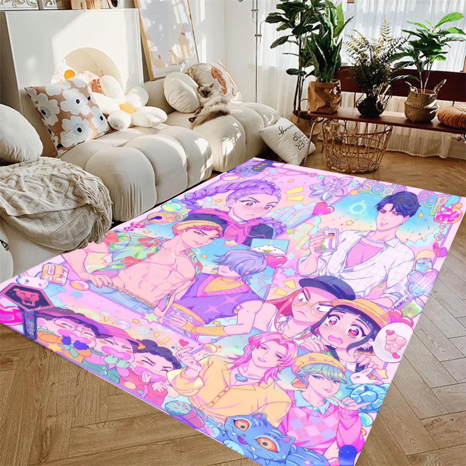 

K-POP Ковер D-Demon-Hunters Принт Ковер Мягкий Фланелевый Ковер Стирающийся Противоскользящий Подарок на День Рождения Ковер Украшения для Спальни Гостиной 40x60cm