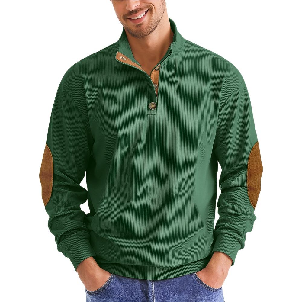 Herren Outdoor Casual Stehkragen Langarm Cord Strickpullover Sweatshirt für Frühling und Herbst