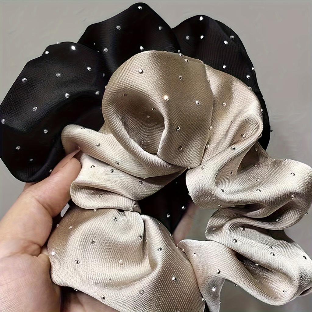 1PC Satin Scrunchies With Rhinestones Decor - Soft And Comfortable Hair Ties For Ponytail And Hair Accessories