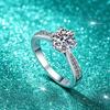 VENTFILLE  Copper Moissanite Classic Ring Diamond 0.5/1/2CT D Color For Women Engagement Wedding Band Jewelry