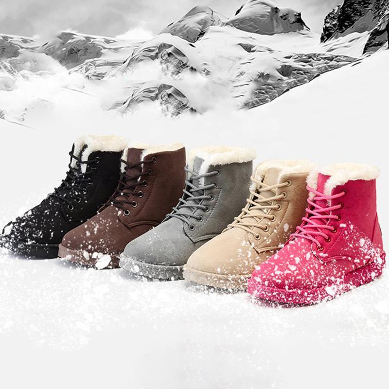 Mode Damenstiefel Winter Schnee Warm Schnürung Flach mit Damenschuhen Tide Schuh
