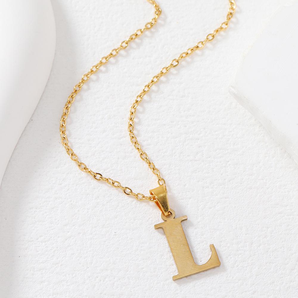 Polished Stainless Steel Alphabet Necklace - Women's Daily Wear Clavicle Chain