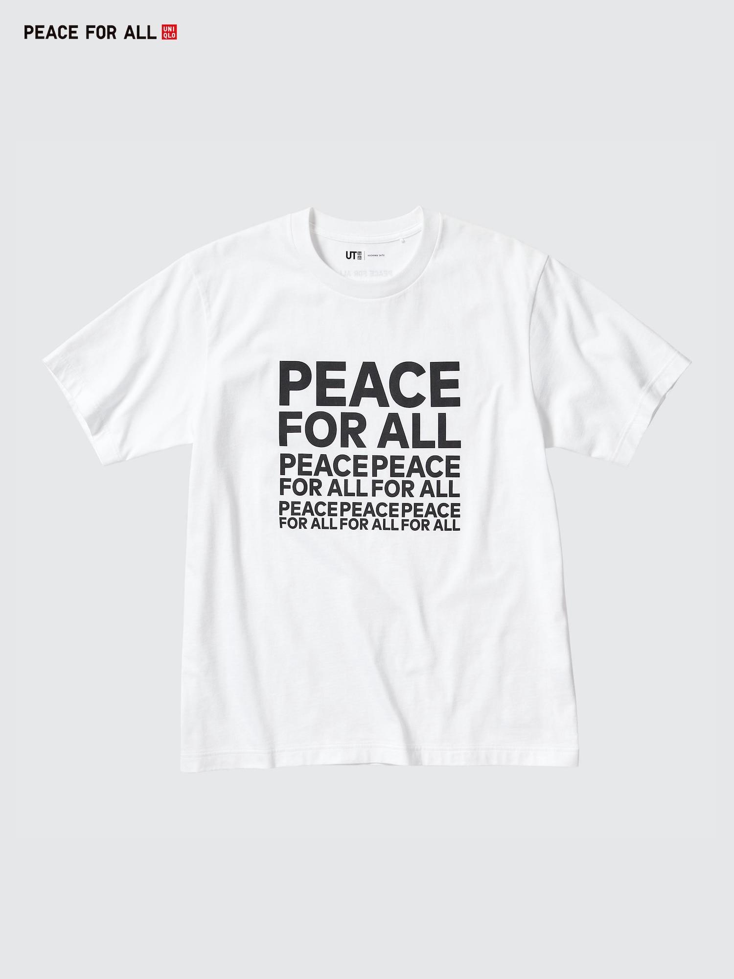 

Uniqlo Футболка с принтом «Peace For All» с коротким рукавом, стандартный крой, Kashiwa SaTo 00 WHITE/UNISEX 3XL