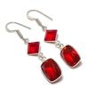 Natural Garnet Gemstone Handmade 925 Sterling Silver Earring 2.09" AE-11773