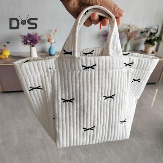Outing Tote Bag Cotton Stroller Diaper Bag Portable Mommy Handbag Stroller Hanging Storage Bag for Diapers Bottles Travel Shopping