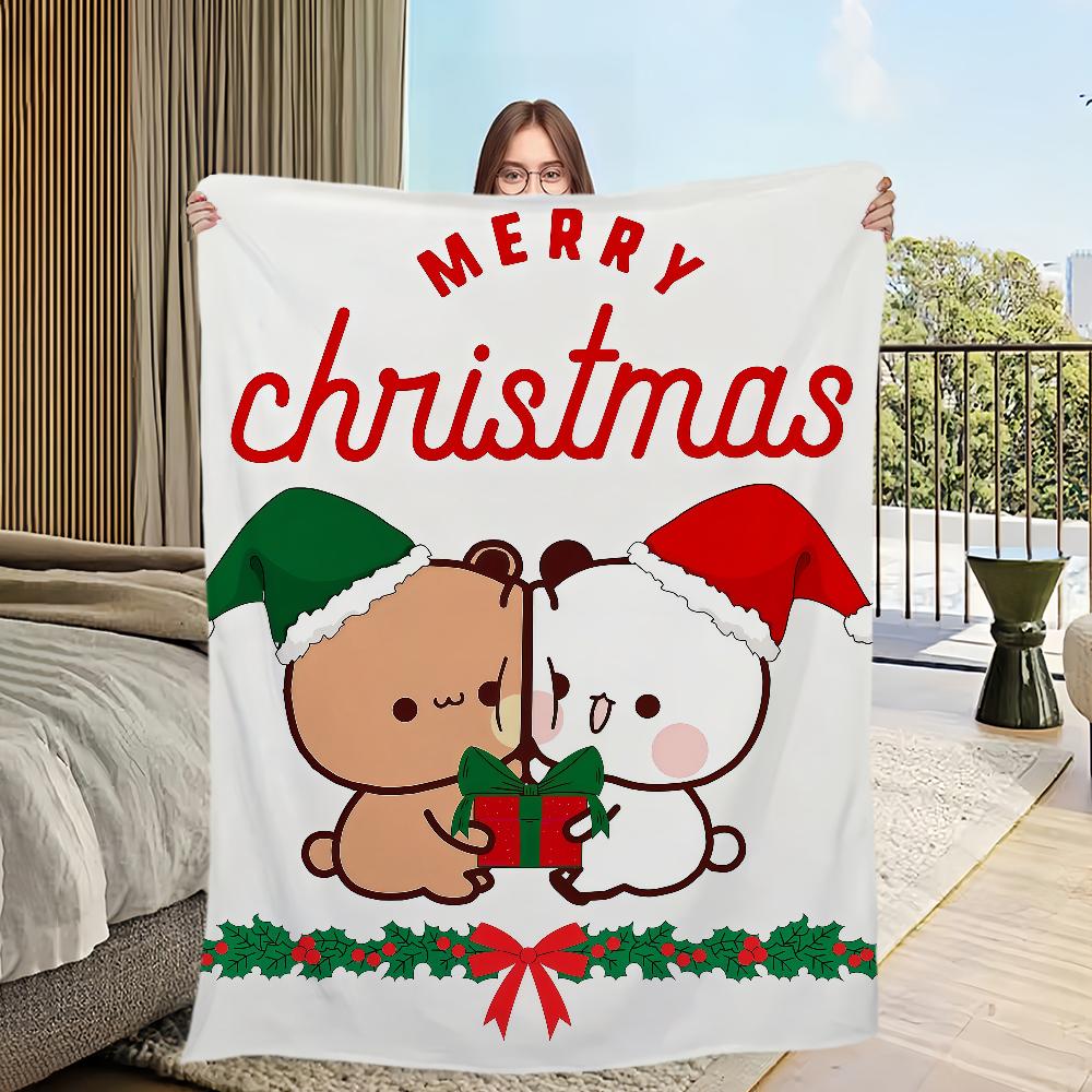 kawaii cartoon bear d-dudu b-bubu Flannel warm comfort soft plush blanket sofa living room hogar office bedroom travel gift home
