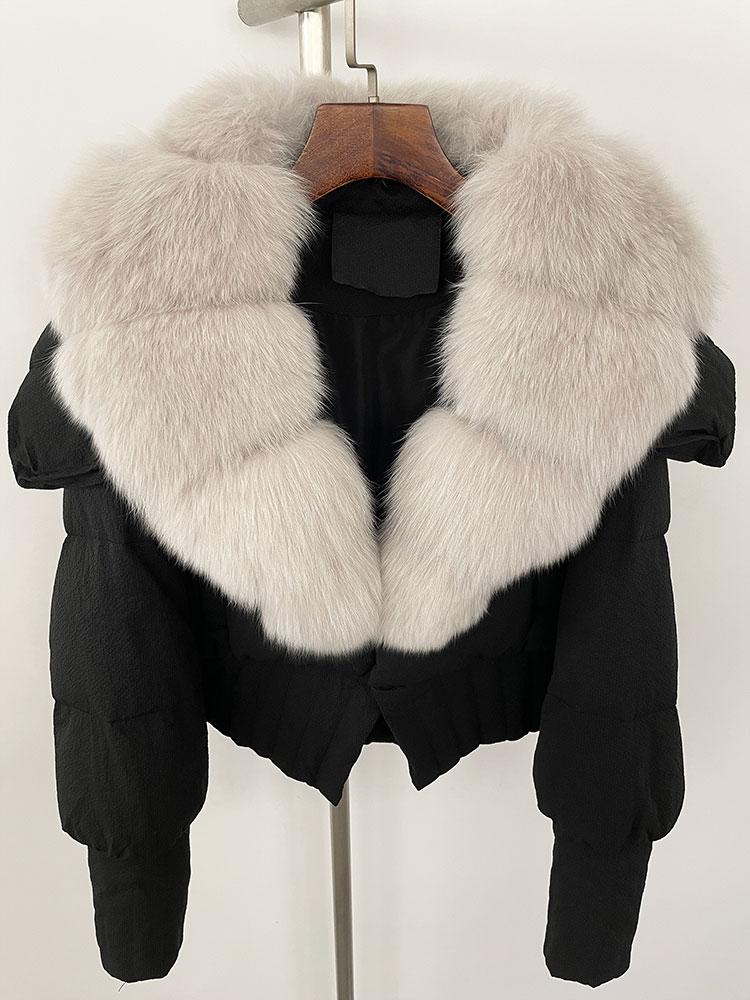 OFTBUY Down Jacket Women 2024 New Winter Natural Real Raccoon Fox Fur Collar Short White Duck Down Coat Thick Warm Casual Outerwear