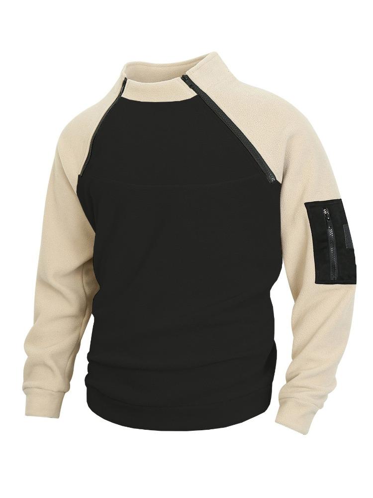 Осень Зима Тонкие Удобные Приятные к Телу Дышащие Топы Стойка Воротник Длинный Рукав Пуловер Персонализированный Ветровка Повседневная Коралловый Бархат Куртка Мужская XXXL бежевый 2290₽