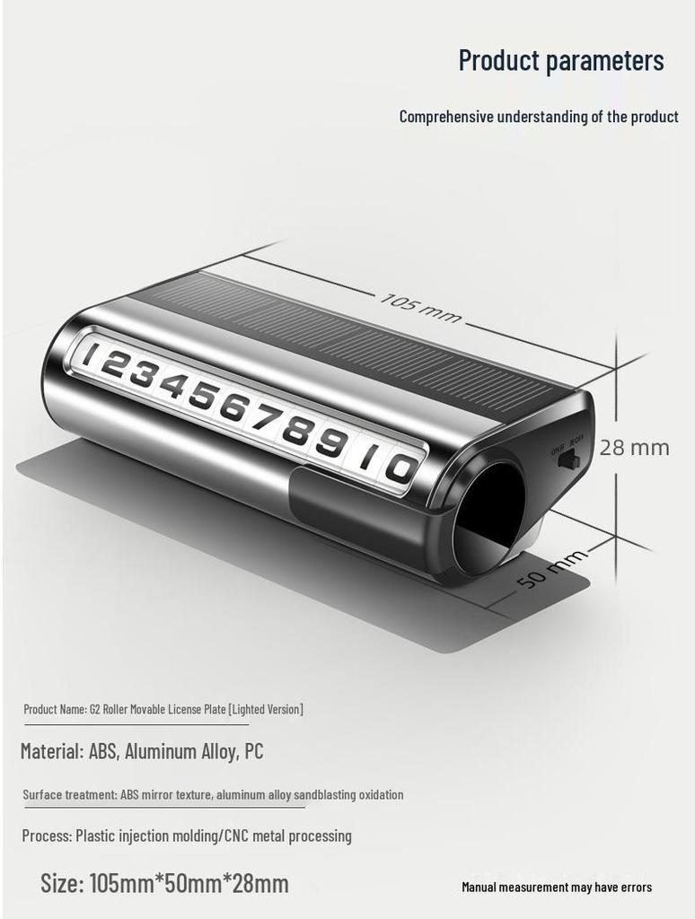 Solar Luminous Temporary Car Parking Sign - Digital Phone Number Plate Ornament