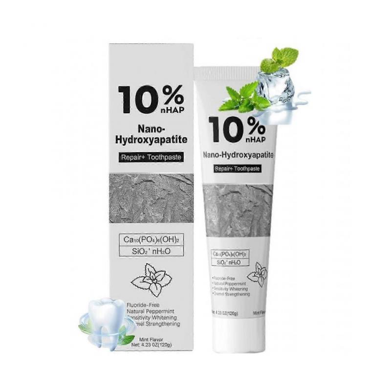 10%nHAP Nano Hydroxyapatite Toothpaste Fluoride-Free Enamel Repair Whitening Toothpaste, Cool Mint Fresh Breath