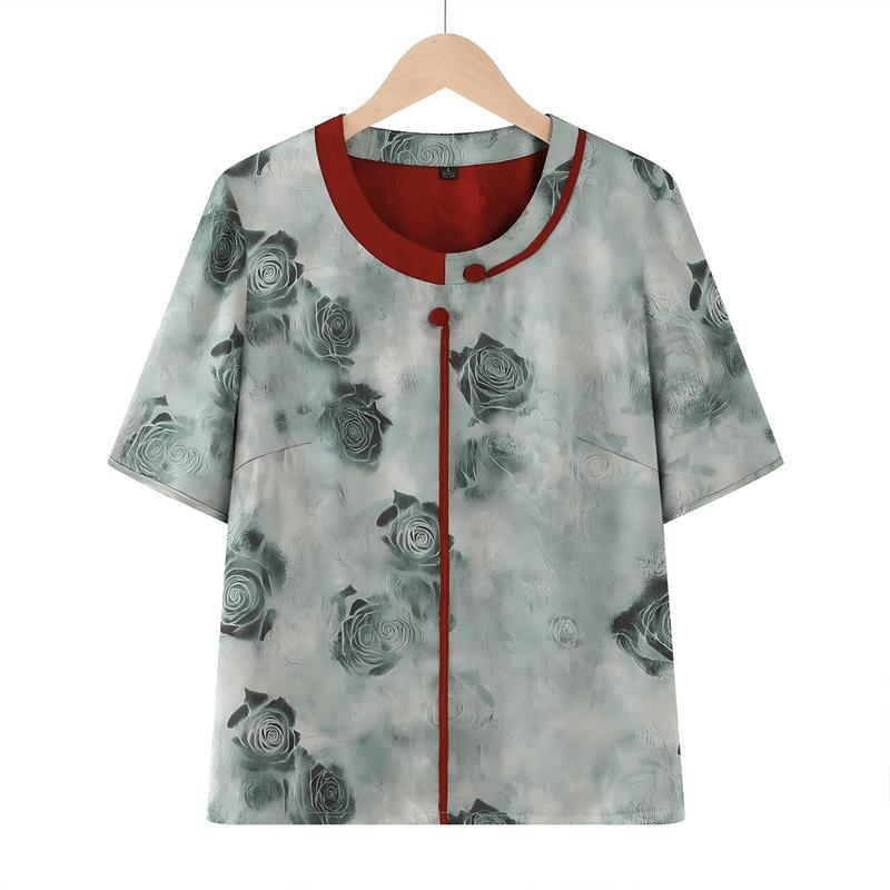 

Yuzhaolin Women s Rose Print Summer Top L