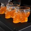 Set Of 1/2 Skull Shaped Clear Glass Novelty 2.8 Oz Shot Glasses Decorative Halloween Drinkware