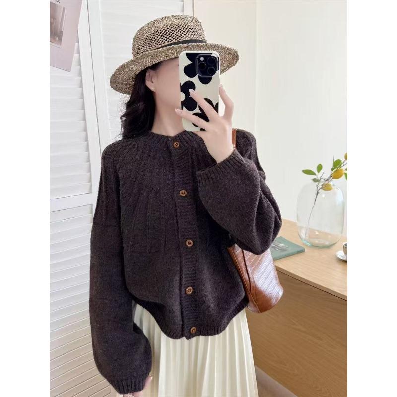

Кардиган топ женский вязаный с косами одежда осень и зима новый дизайн чувство свободный повседневный свитер куртка женская One size темный кофе