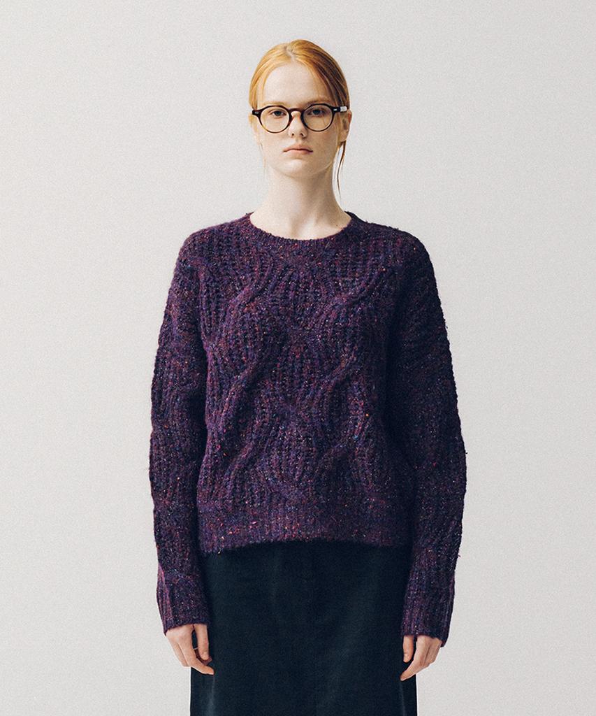 YALE Women'S Nep Yarn Big Cable Round Knit_Ivory