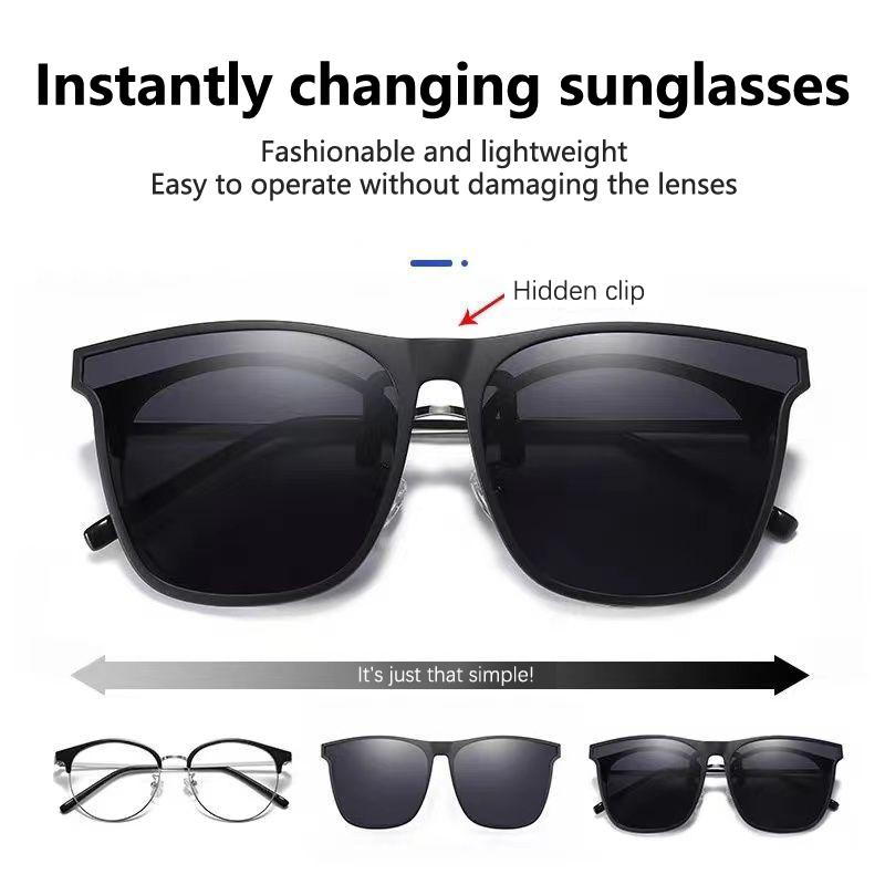 Men Photochromic Polarized Lens Flip Up Clip On Sunglasses Women Driving Sun Glasses With Clips