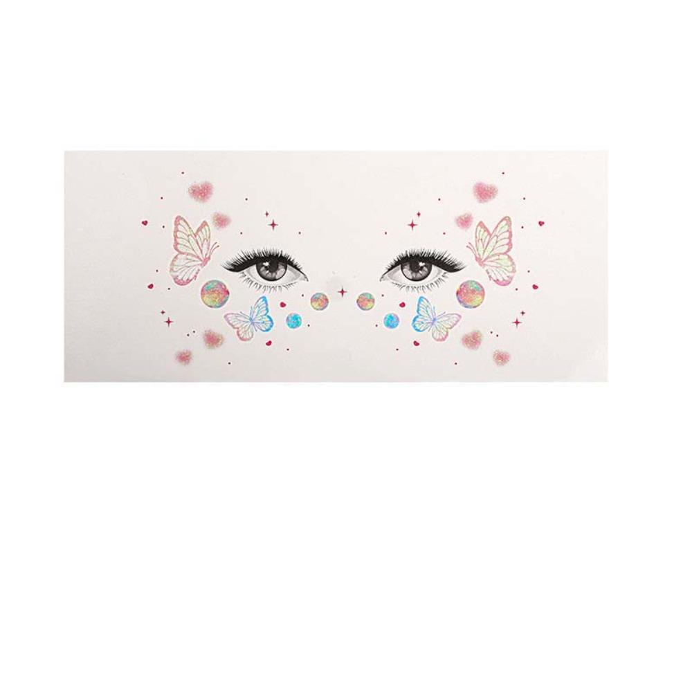 Star Heart Glitter Butterfly Face Tattoo Realistic Face Temporary Tattoo Dance Performances