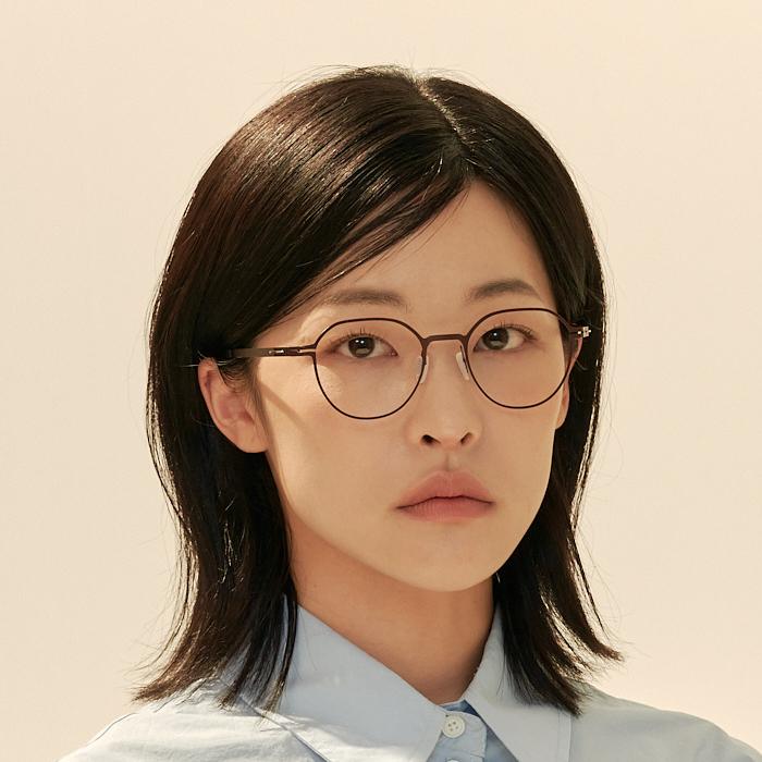 Alloaiweeo [The Air_Flat] Al8305 1616M Ultra-Lightweight Semi-Over Panto Round Brown Eyeglass Frame