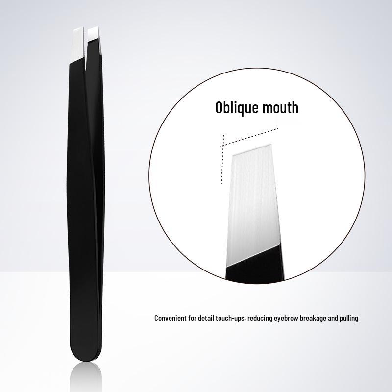 Pensetă Jingrui GECOMO din Oțel Inoxidabil pentru Sprâncene și Barbă - Vârfuri Plate și Oblique, Instrument pentru Machiaj și Gene