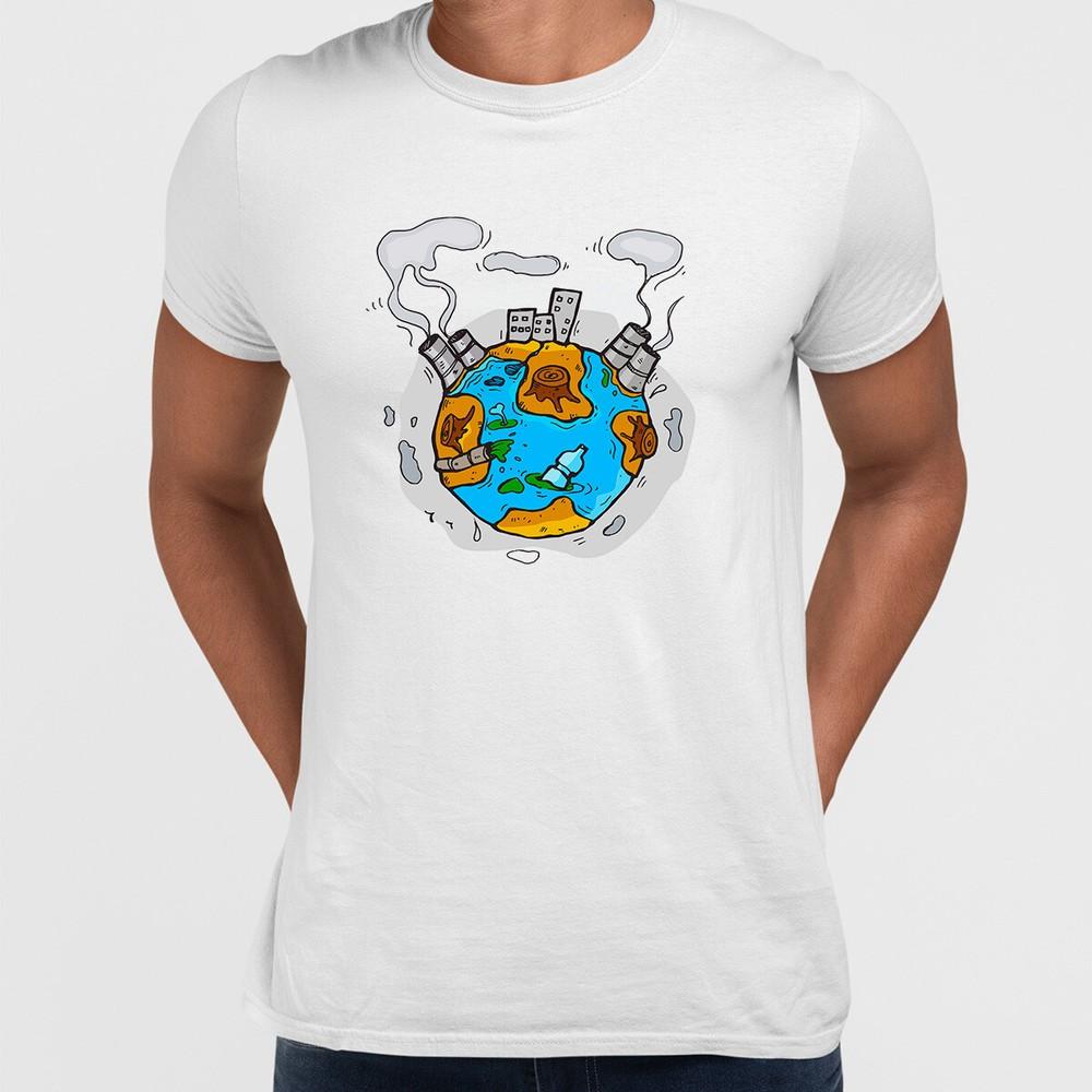 Tiny Planet Earth Ecology Problem Art Mens Environment Recycled Organic Tee