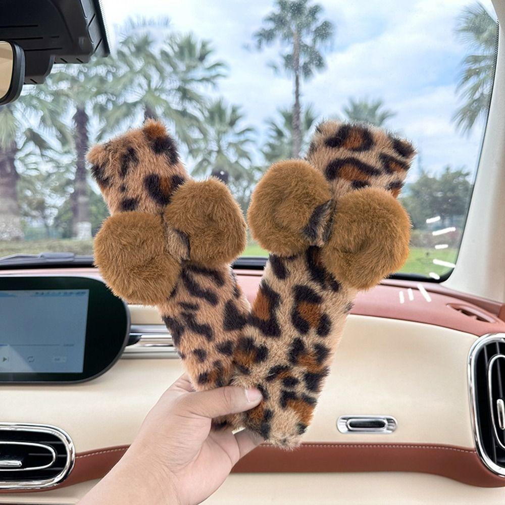 Durable Plush Seat Belt Ornaments Leopard Print Shoulder Pad Cover Children's Car Safety
