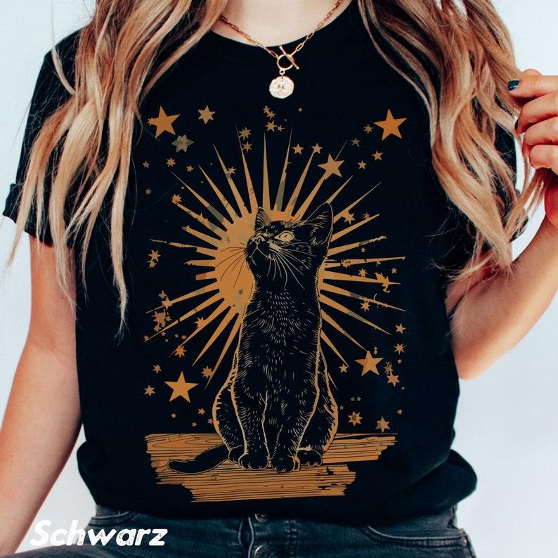 Boho Celestial Cat TShirt Unisex Animal Lover Shirt Cat Owner Gift Her Lover TShirt Halloween Tshirt
