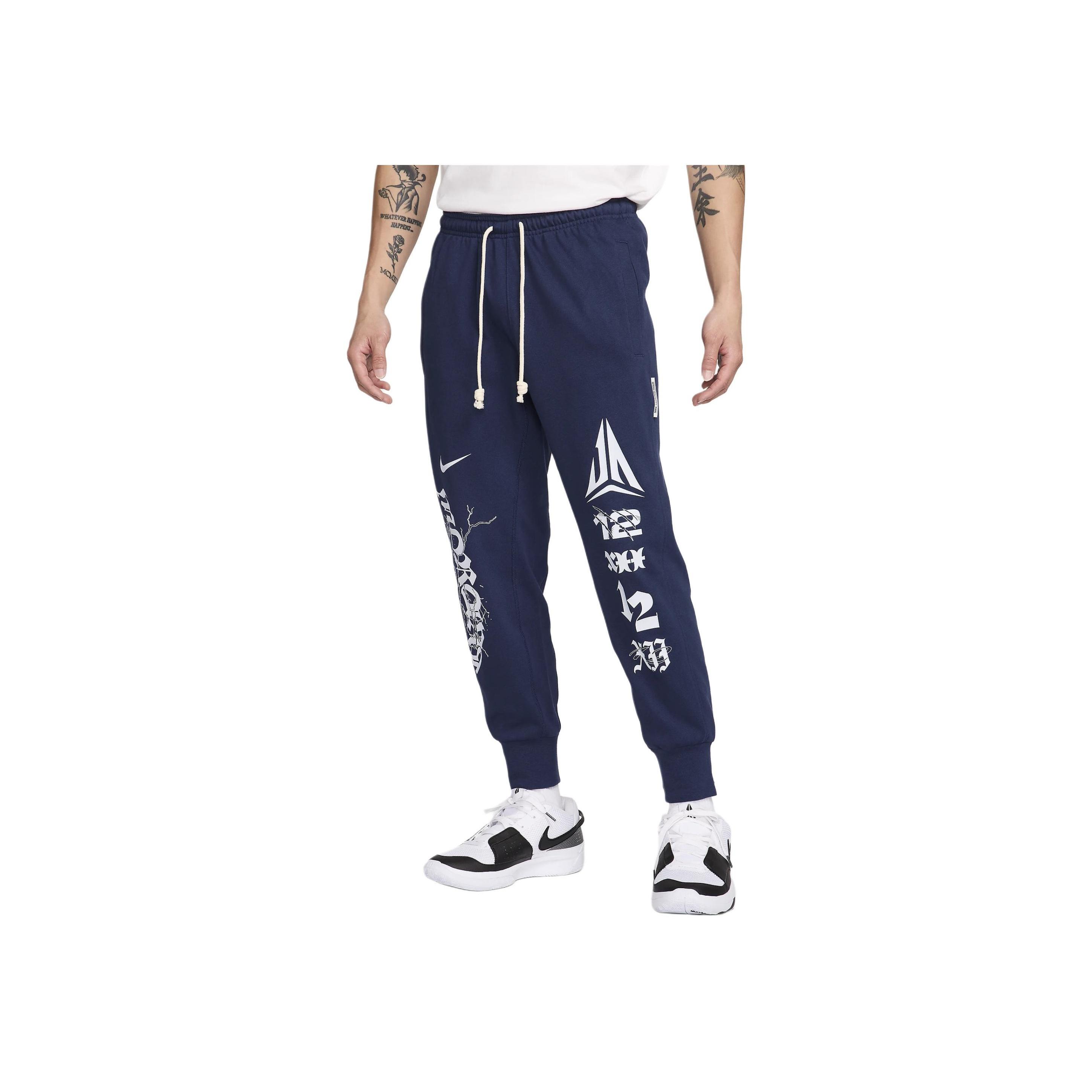 Nike Letter Logo Lace-Up Casual Tapered Knit Sports Pants Men bottoms Navy-Blue FN2995-410 L