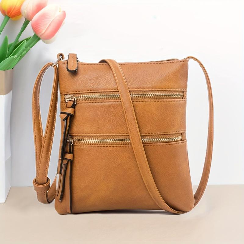 Contrast Color Square Crossbody Bag PU Leather Textured Bag Purse Classic Versatile Fashion Shoulder Bag For Women Daily Used