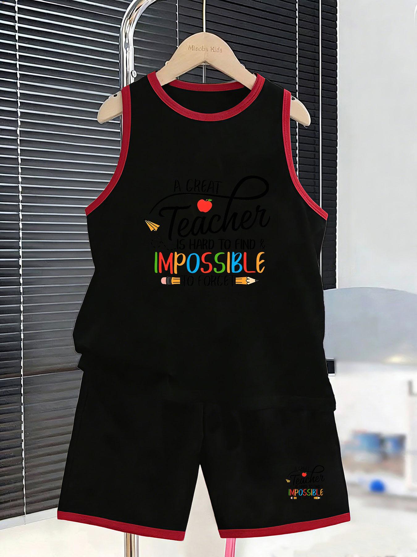 

Boys’ teacher tribute set. Warm prints, breathable fabric, loose fit for school & daily summer wear. 2-3Y чёрный