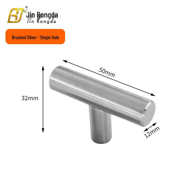 Gold T-shaped Stainless Steel Round Tube Cabinet Handle