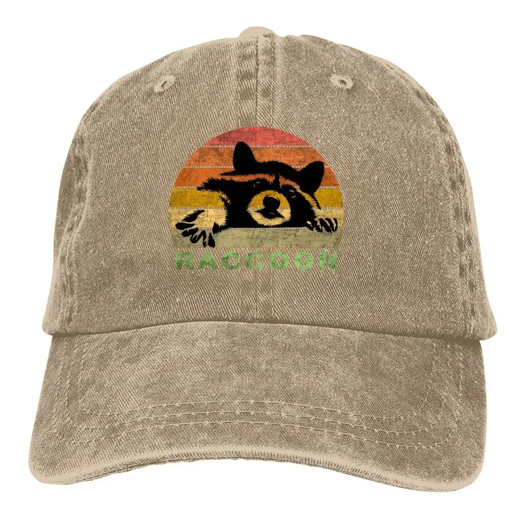 Retro Raccoon Baseball Cap Men Hats Women Visor Protection Snapback Raccoon Lover Caps