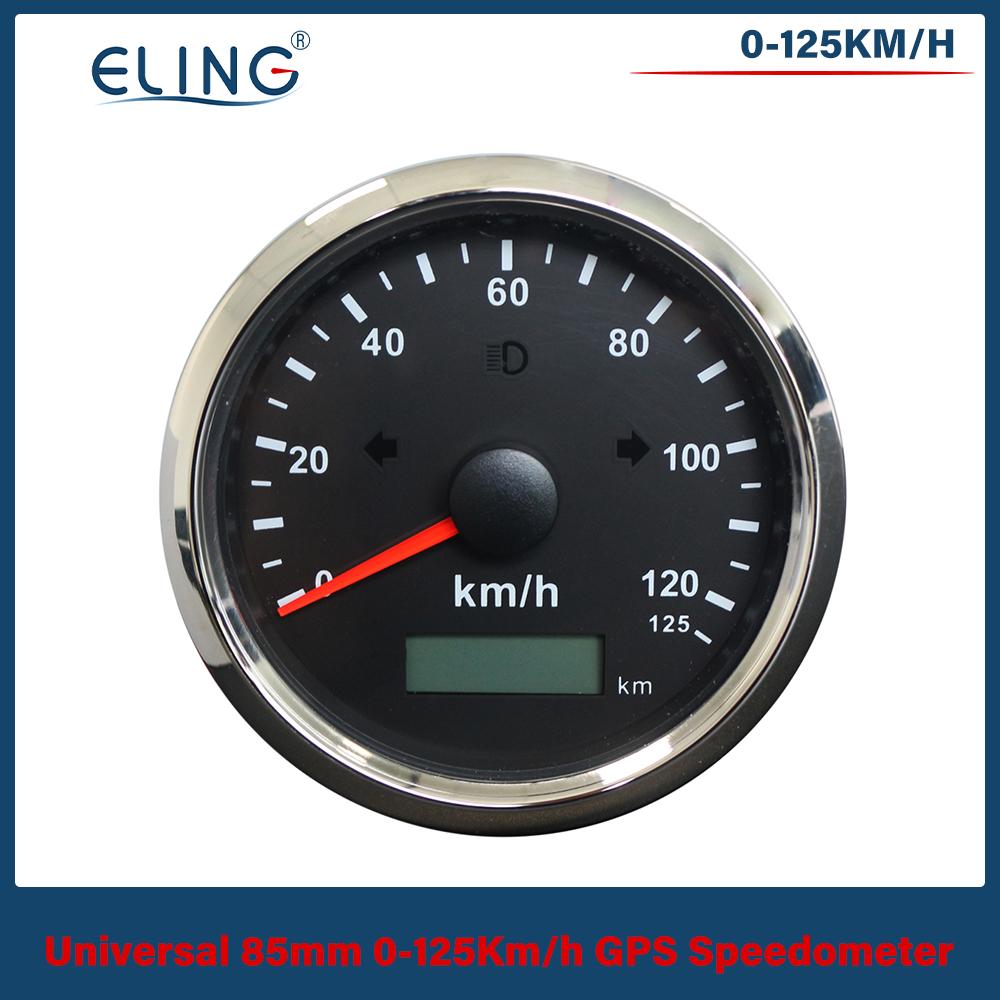 ELING 85mm GPS Speedometer 0-125MPH 0-160MPH 0-200MPH Odometer Left Right High Beam with Red Yellow Backlight for Auto Truck RV