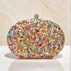 Circular Design Rhinestones Stones Evening Bags One Side Diamonds Bohemian Style Dress Beach Purse With Hanlde Shoulder