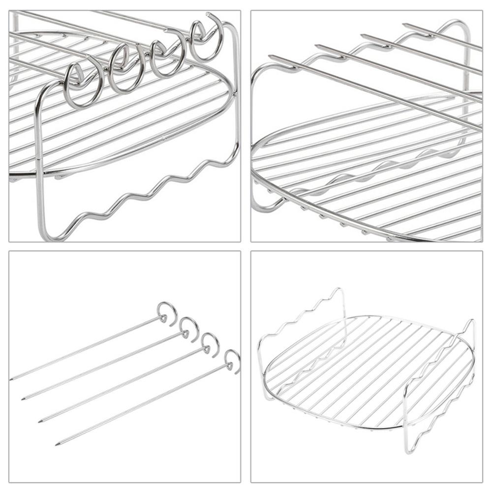 Stainless Steel Home BBQ Air Fryer Accessories Baking Tray Barbecue Rack Air Fryer Rack Grill