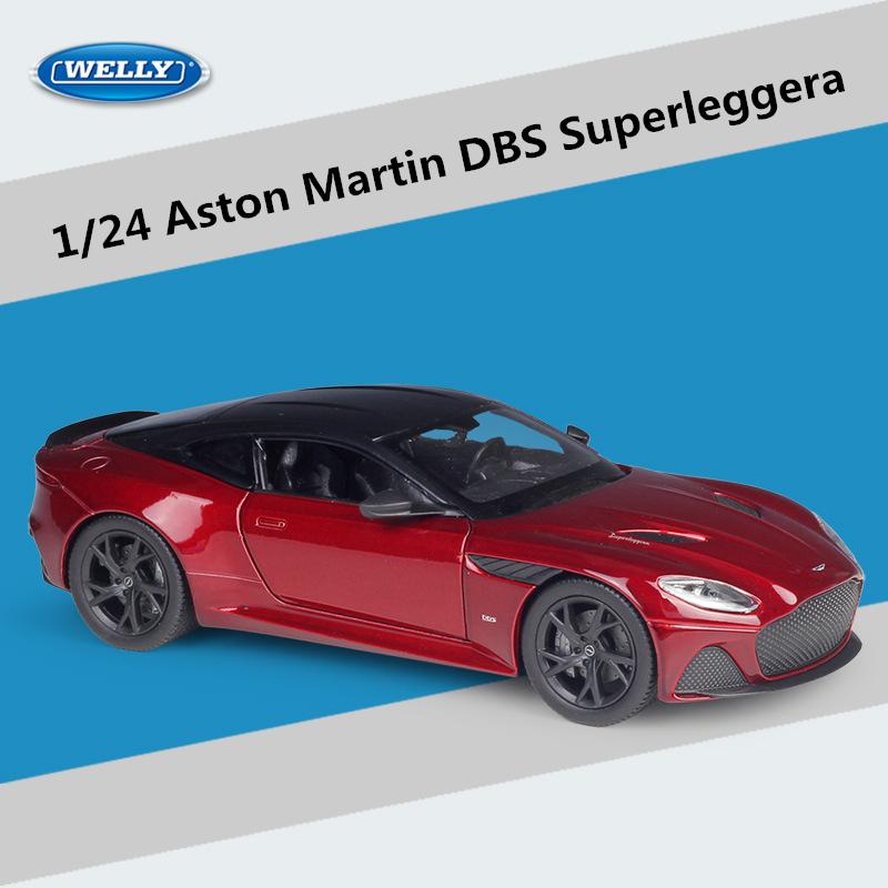 WELLY 1/24 Aston Martin DBS Superlaggera High Quality Alloy Sport Car Model Diecast Metal Track Racing Vehicle Children Toy Gift