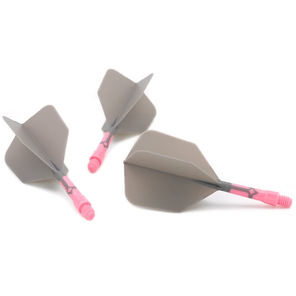 CUESOUL ROST T19 Shaft Integrated Flight Big Wing Gray Flight Pink Set of 3 Shape, Two-Tone Color, S, + Shaft, (CS-AK5711-5S)